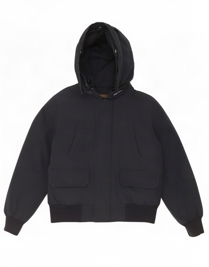 Jachetă căptușită cu glugă Woolrich pentru băieți 9-10 ani, bumbac negru