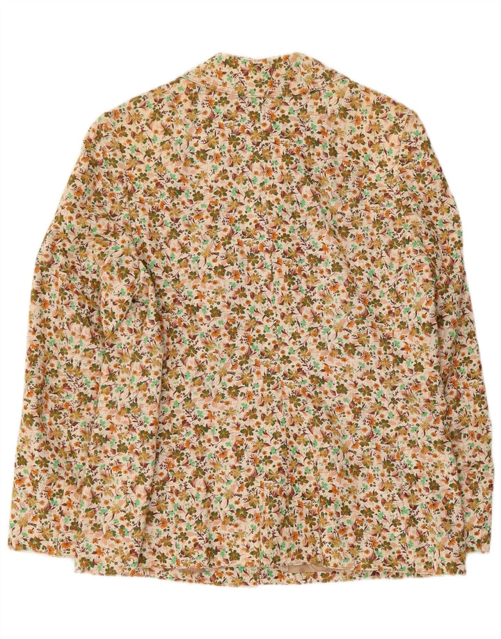 Jachetă Blazer Vintage pentru femei cu 5 nasturi UK 12 Medium Bej Floral