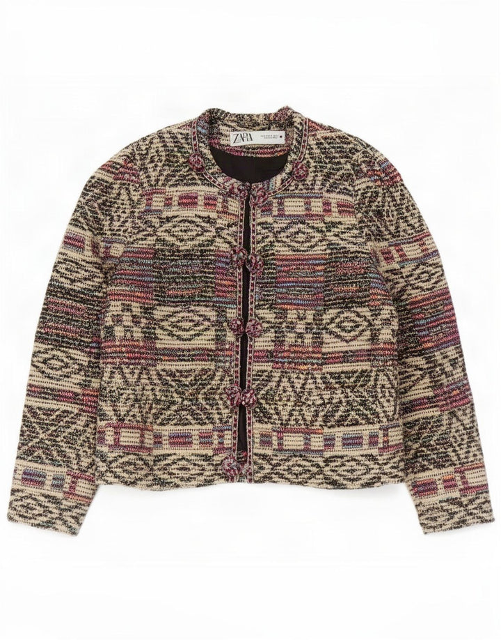 Blazer supradimensionat pentru femei Zara UK 10 Mic Multicolor Geometric