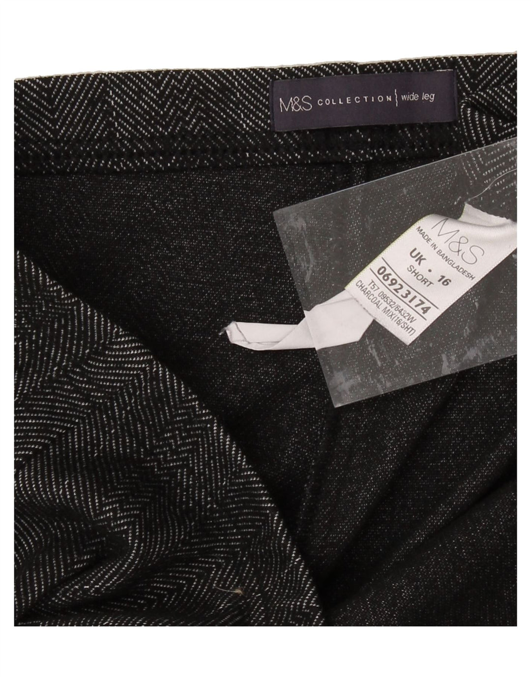 MARKS & SPENCER Womens Tracksuit Trousers UK 16 Large  Grey Herringbone Vintage Marks & Spencer and Second-Hand Marks & Spencer from Messina Hembry 