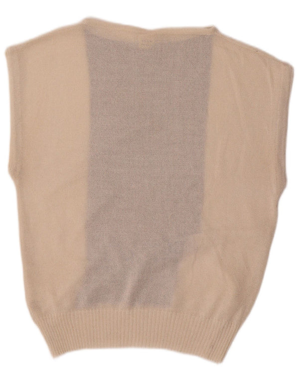 Vestă vintage pentru femei UK 14 mare bumbac color bloc alb