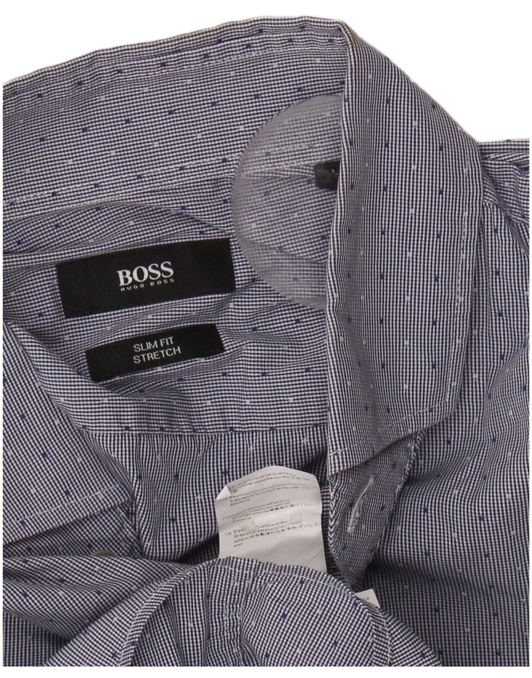 HUGO BOSS Mens Slim Fit Shirt Large Blue Spotted Cotton