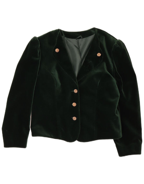 Blazer Vintage pentru femei Crop Velvet 3 Button Jacket EU 40 Medium Green Bumbac