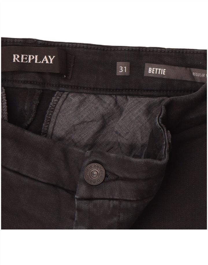 REPLAY Pantaloni chino pentru femei, cu ajustare normală, L31 L29, bumbac negru