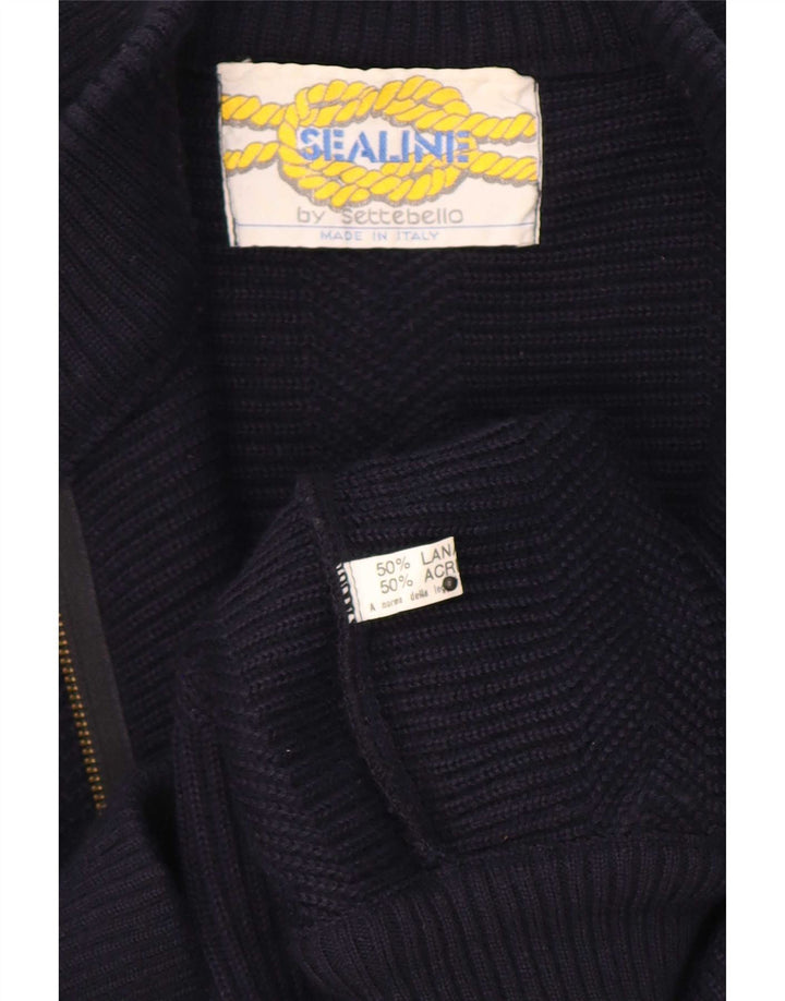 Pulover cardigan pentru bărbați Settebello, lână, albastru, mediu
