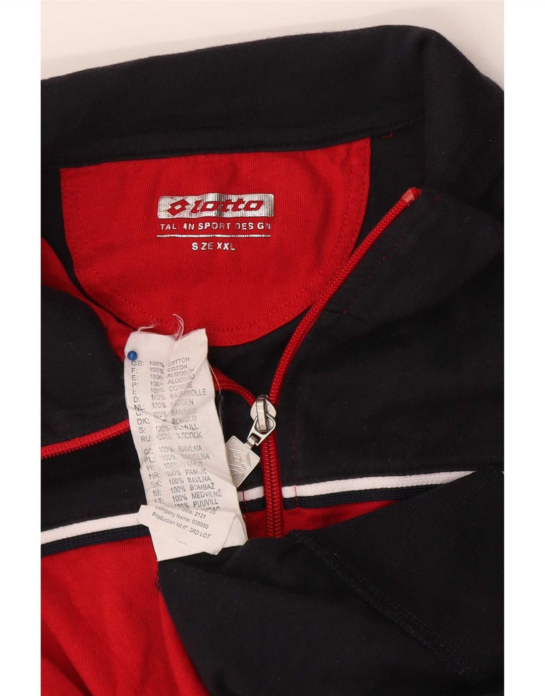 Jachetă de trening pentru bărbați Lotto, bumbac color bloc 2XL, roșu