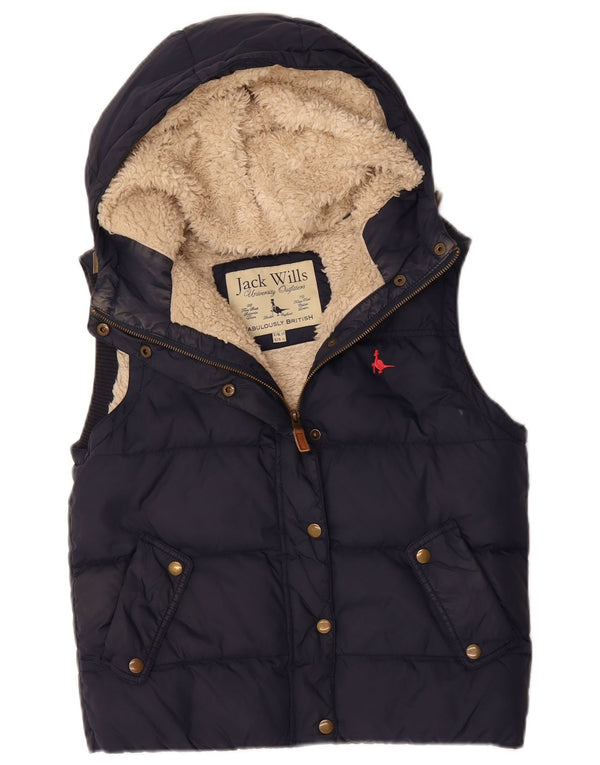 JACK WILLS Gilet căptușit cu glugă supradimensionat pentru femei UK 10 Mic bleumarin
