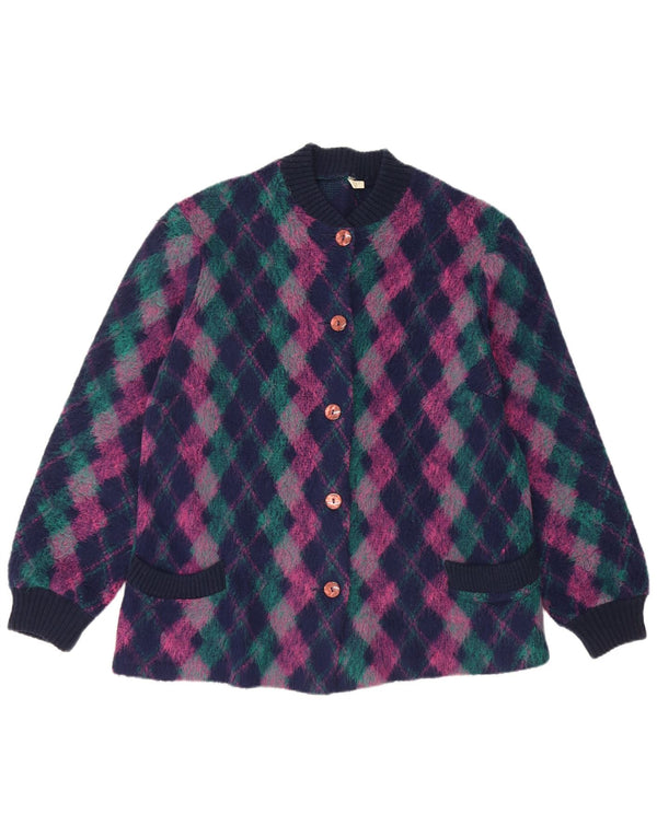 Pulover Cardigan Vintage pentru Damă EU 50 3XL Multicolor Argyle/Lână Diamond