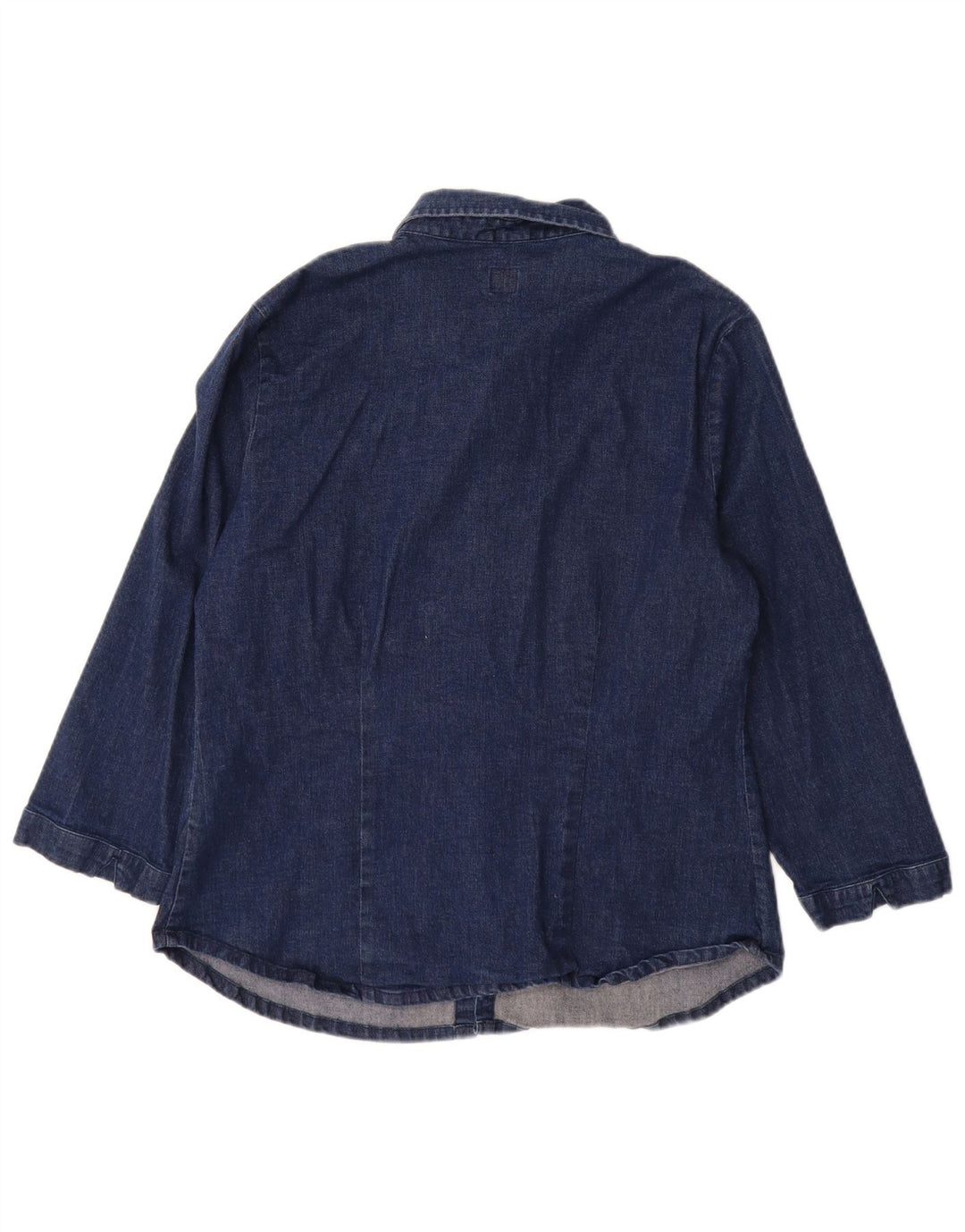 Cămașă denim elastică pentru femei GAP cu mâneci 3/4 UK 18 XL bumbac bleumarin