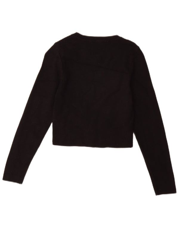 Crop Top pentru femei Zara cu mânecă lungă UK 14 mare, negru, viscoză