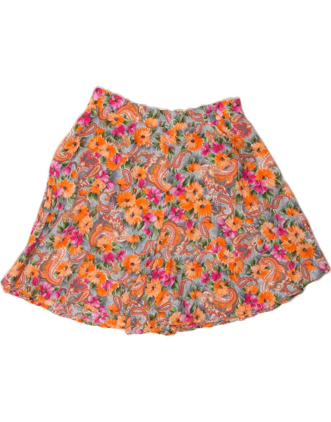 VINTAGE Womens A-Line Skirt Small W30 Orange Floral Vintage Vintage and Second-Hand Vintage from Messina Hembry 