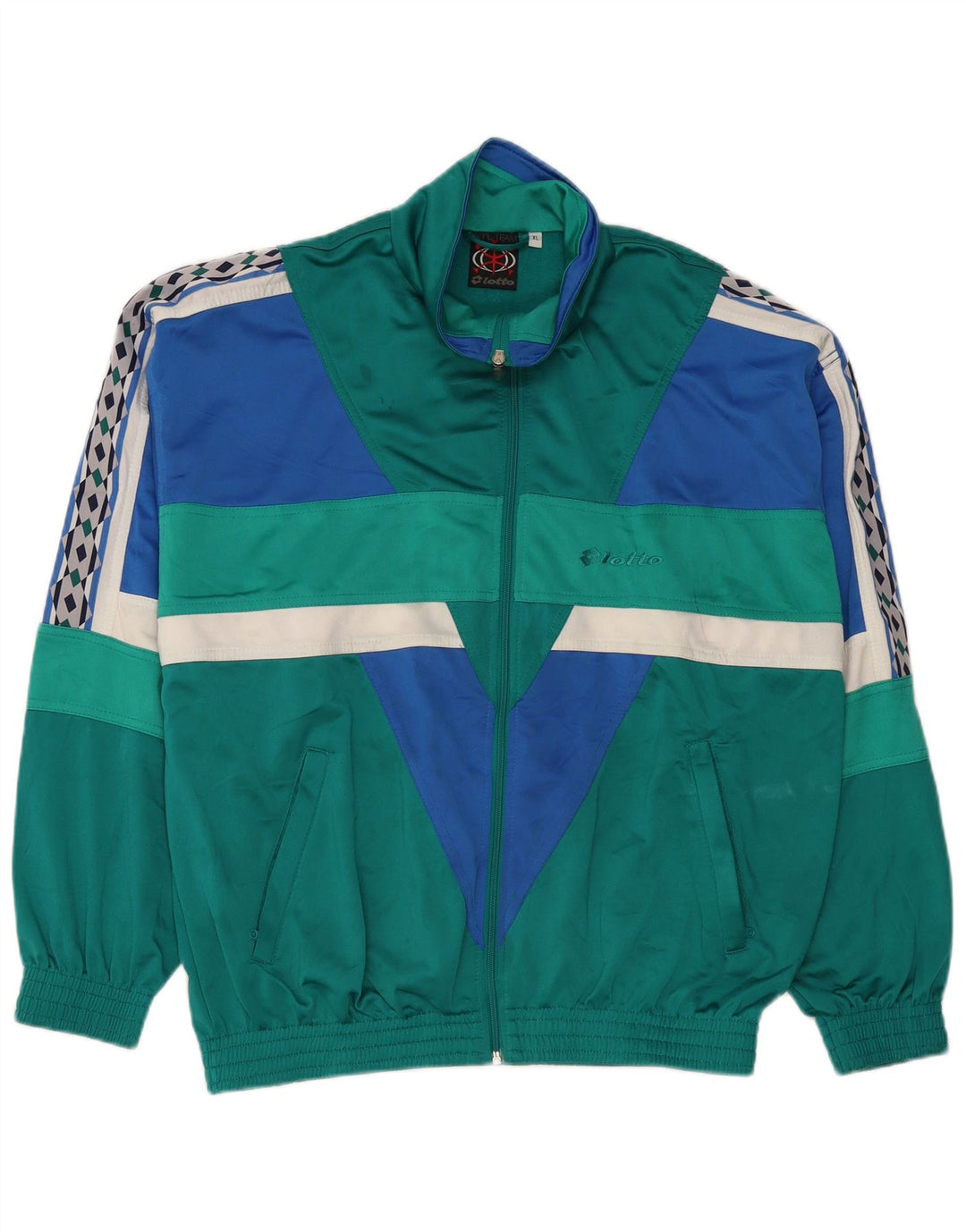 LOTTO Jachetă de trening grafică pentru bărbați XL, verde, poliester color bloc