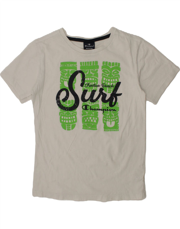 CHAMPION Boys Graphic T-Shirt Top 9-10 Years Medium White Cotton Vintage Champion and Second-Hand Champion from Messina Hembry 