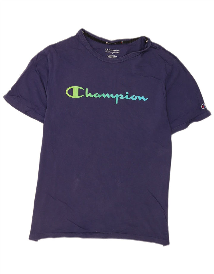 Tricou grafic pentru bărbați Champion Top mediu din bumbac bleumarin