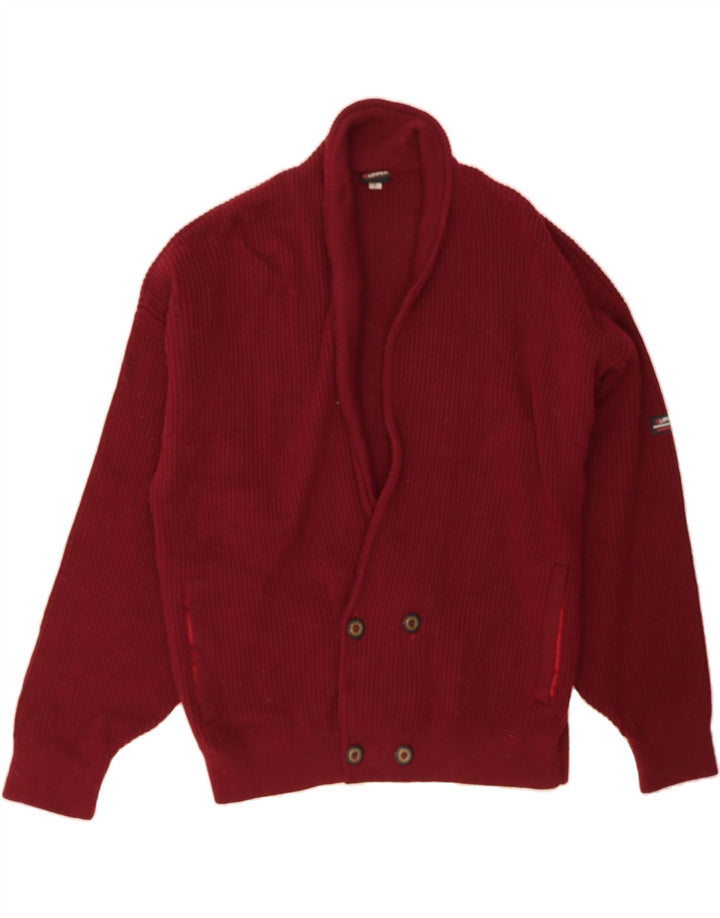 CLIPPER Mens Cardigan Sweater IT 52 Large Maroon Wool Vintage Clipper and Second-Hand Clipper from Messina Hembry 