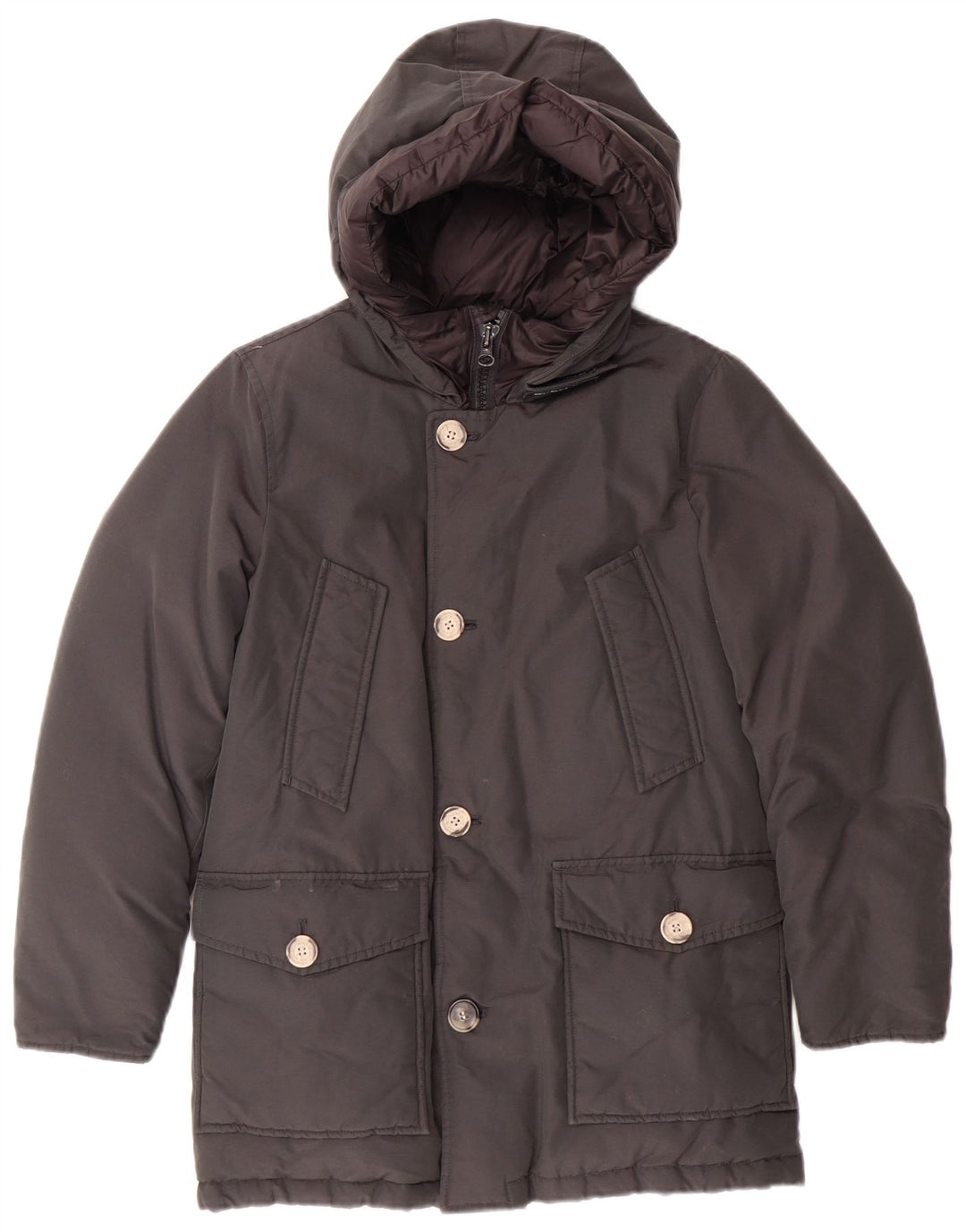 WOOLRICH Palton captusit cu gluga pentru baieti 9-10 ani bumbac negru