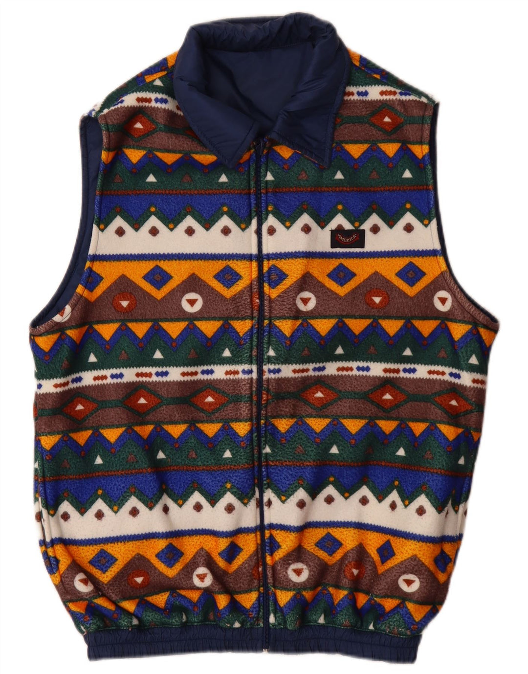 VINTAGE Gilet reversibil pentru bărbați UK 38 Medium Bleumarin Poliamidă