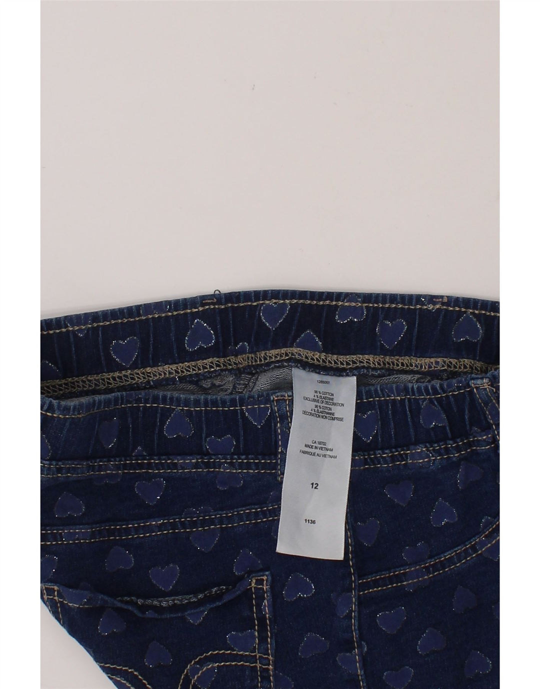 LEVI'S Girls Abstract Pattern Casual Shorts 11-12 Years W26  Navy Blue Vintage Levi's and Second-Hand Levi's from Messina Hembry 
