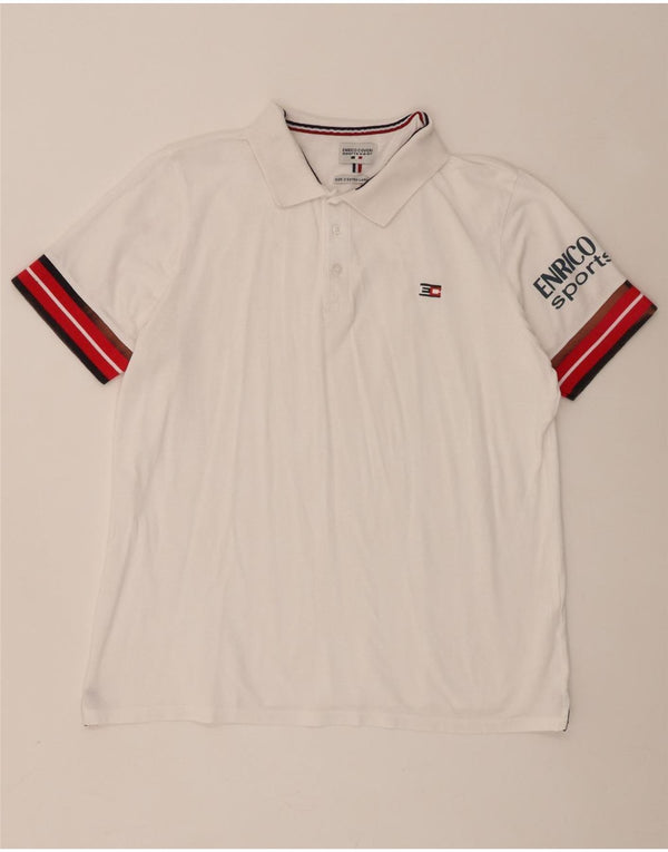 Tricou polo Enrico Coveri pentru bărbați, 2XL, bumbac color bloc alb