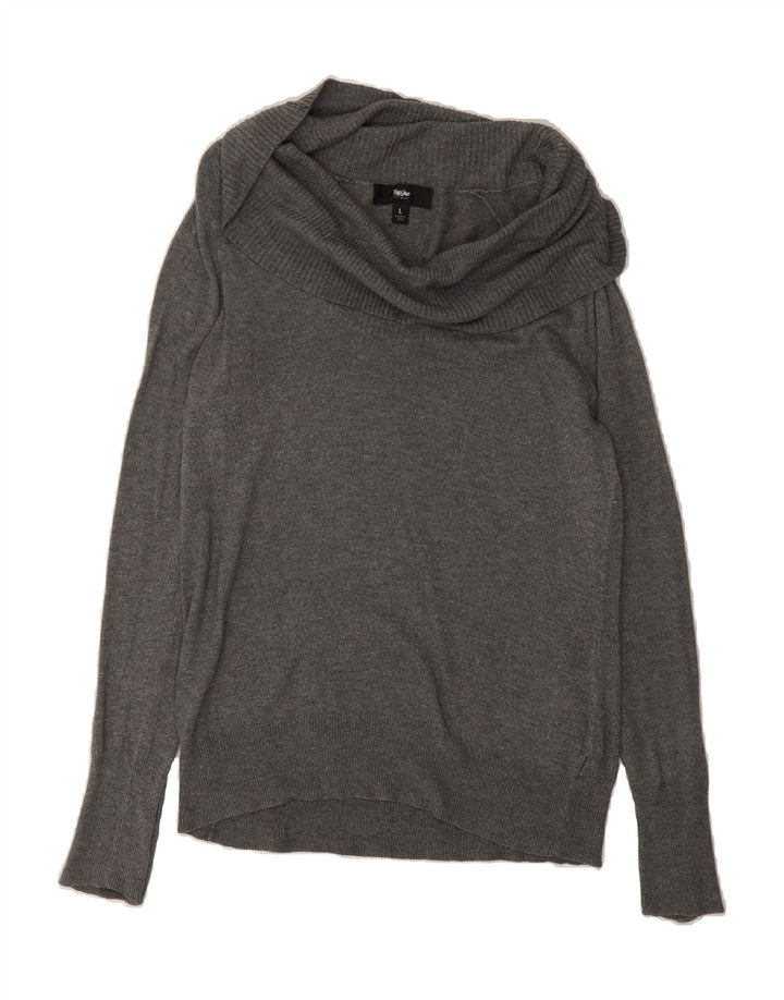 MOSSIMO Womens Roll Neck Jumper Sweater UK 14 Large Grey Nylon Vintage Mossimo and Second-Hand Mossimo from Messina Hembry 