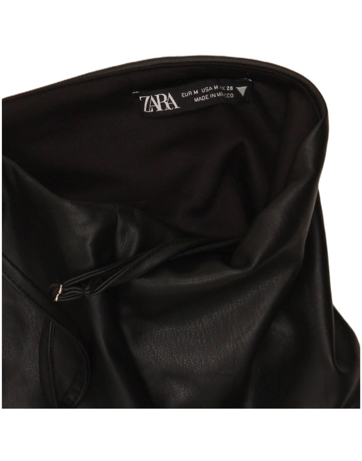 Top corset din piele artificială Zara pentru femei UK 12 Medium Black