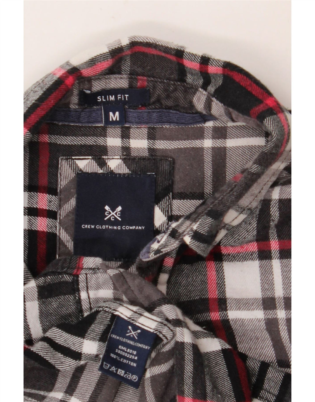 CREW CLOTHING Cămașă de flanel pentru bărbați, bumbac negru mediu cu carouri