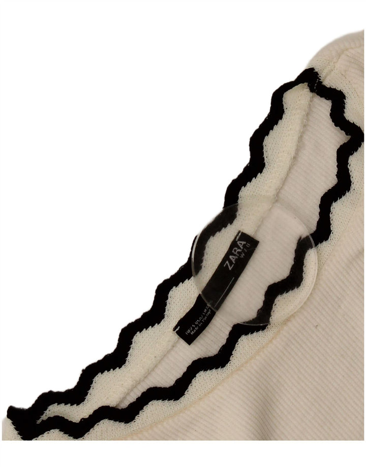 Crop Top pentru femei Zara cu mânecă lungă UK 8 Small White
