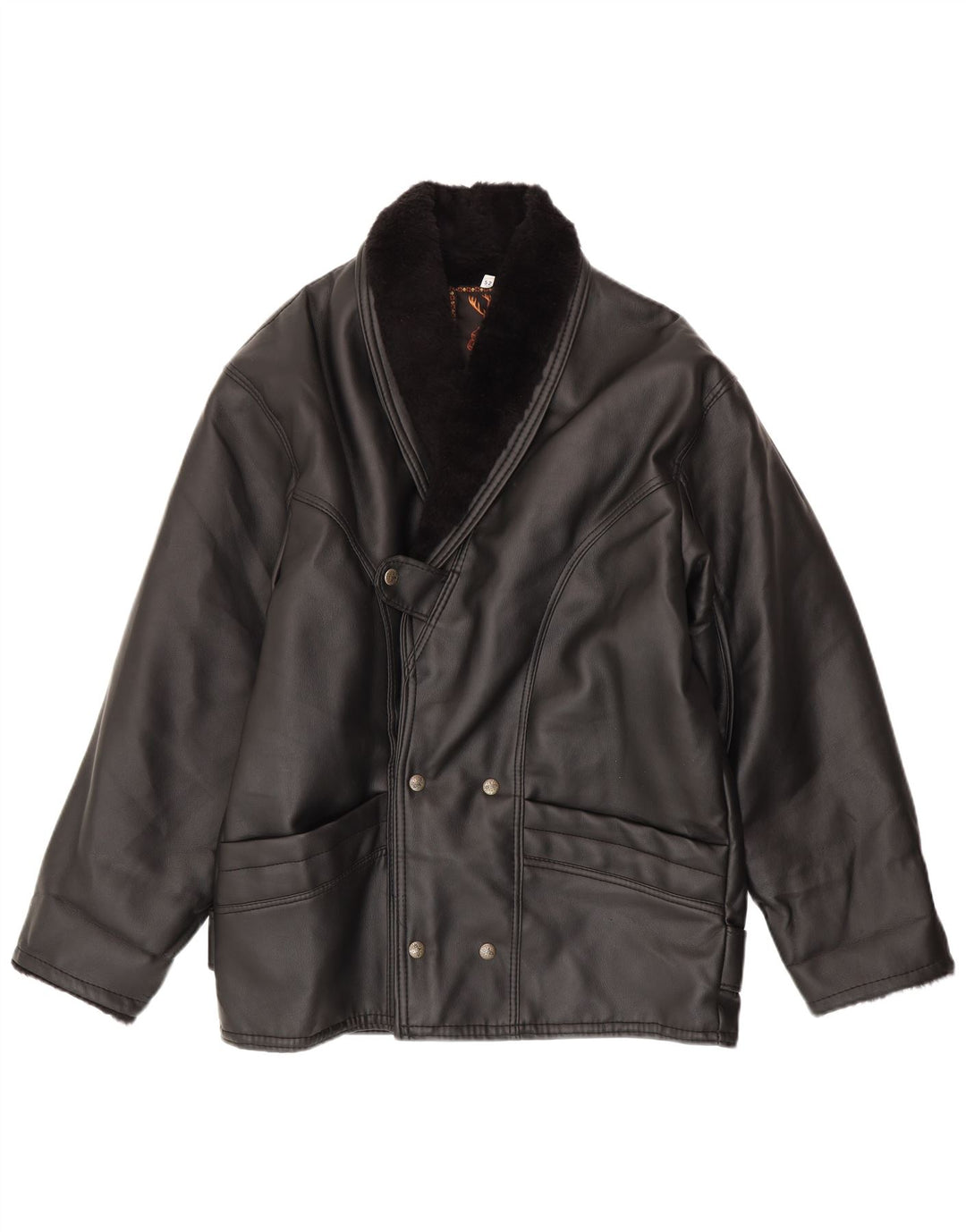 Jachetă vintage pentru bărbați din shearling IT 52 XL negru din shearling