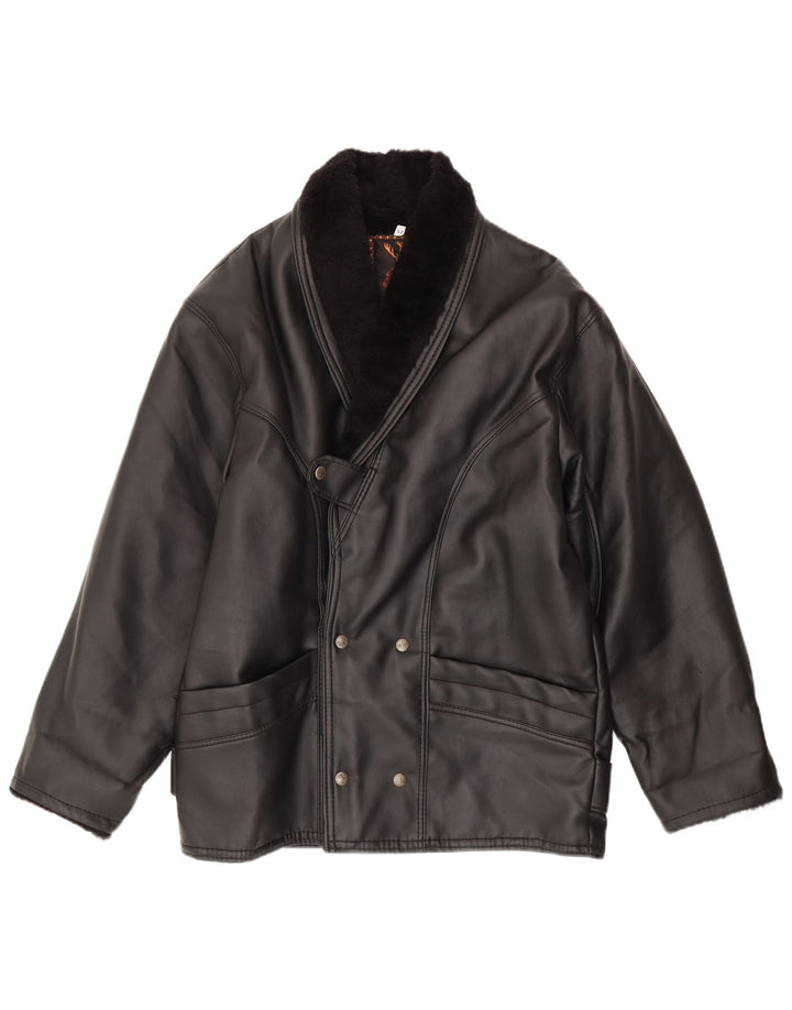 Jachetă vintage pentru bărbați din shearling IT 52 XL negru din shearling