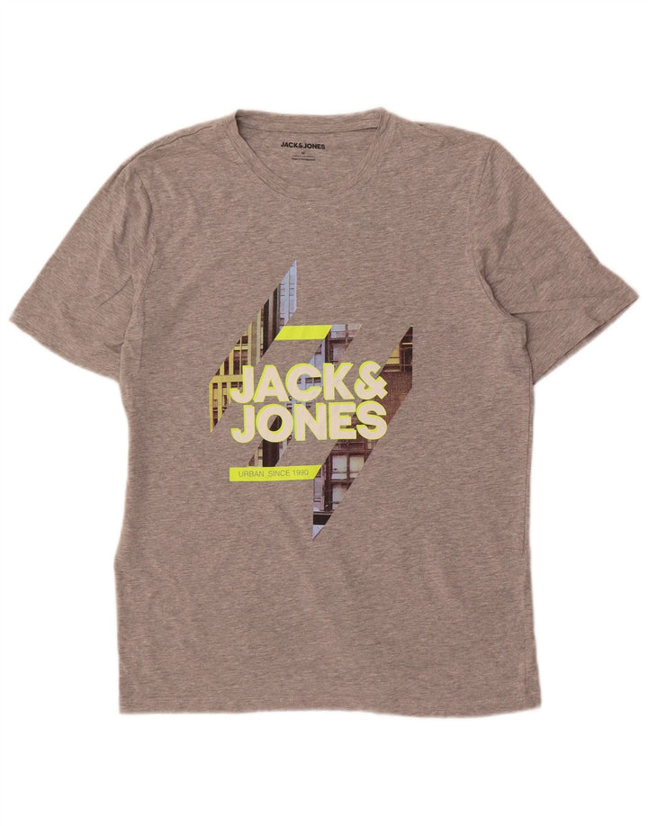 Tricou grafic Jack & Jones pentru bărbați Top din bumbac gri mediu