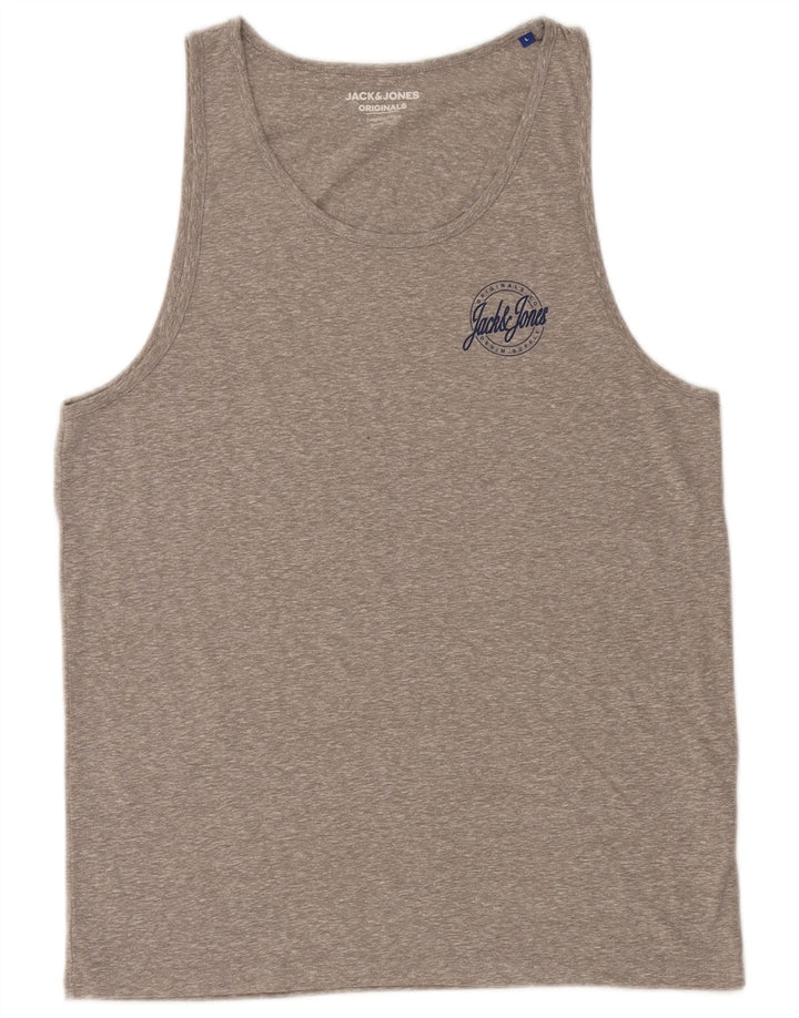 Tricou Jack & Jones pentru bărbați Top mare din poliester cu pături gri