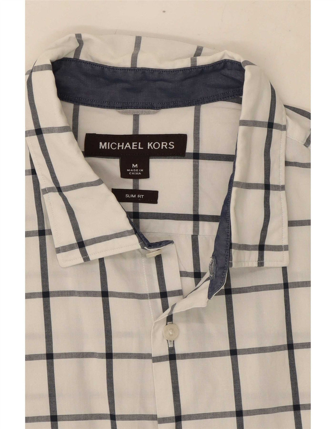 Cămașă Slim Fit Michael Kors pentru bărbați, carouri albe medii