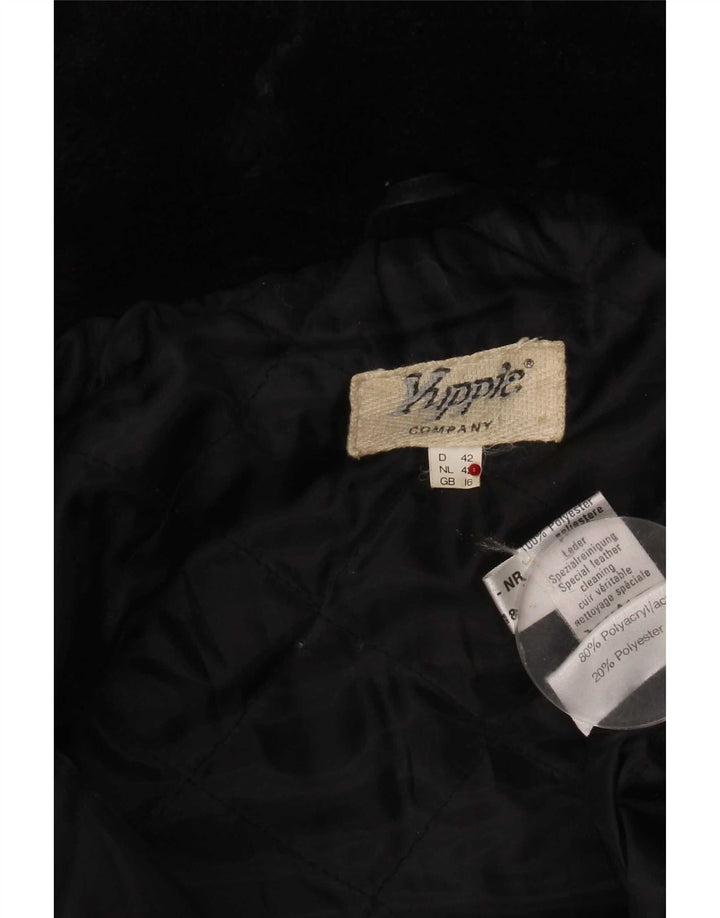 Palton supradimensionat din piele intoarsa pentru femei Yuppie UK 16 mare negru geometric