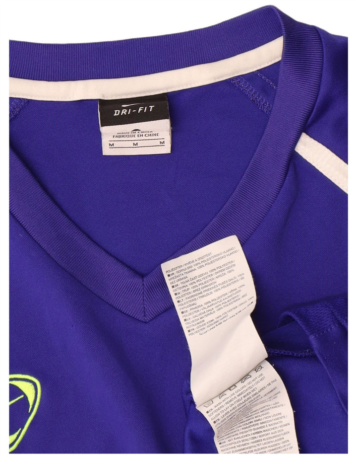 Tricou Nike Dri Fit pentru bărbați Top Mediu Albastru Poliester Colorblock