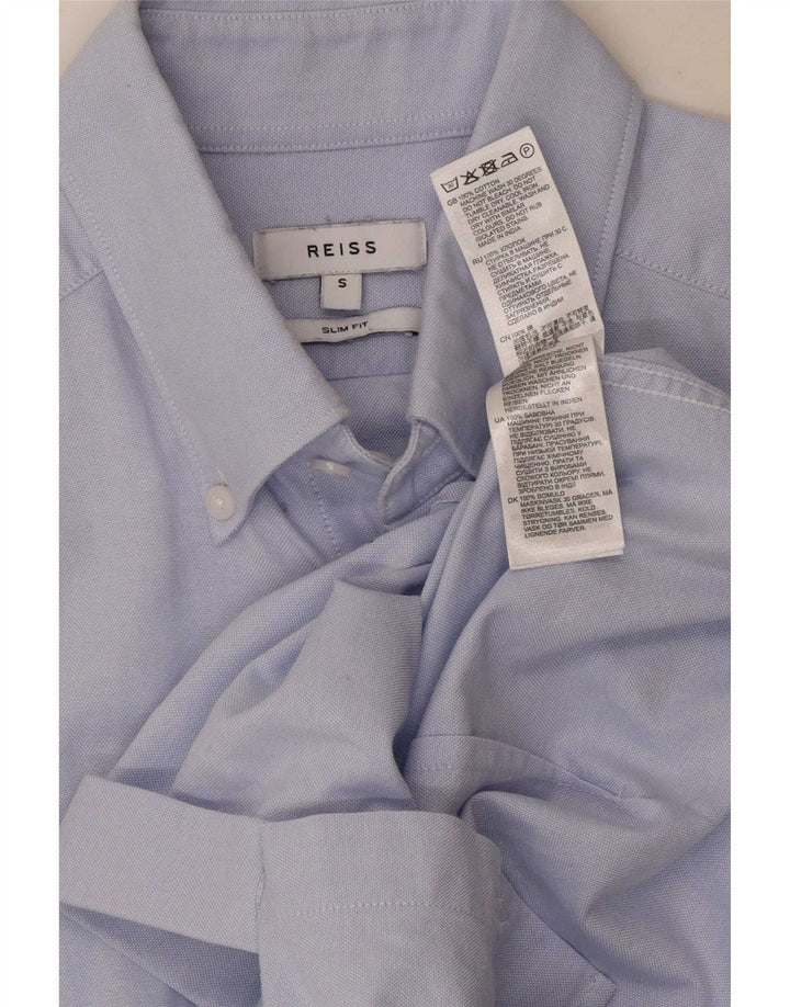 Cămașă Slim Fit Reiss pentru bărbați, bumbac albastru mic
