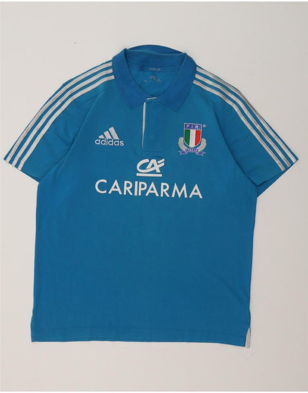 Tricou polo ADIDAS Italia pentru bărbați, mare, albastru, bumbac