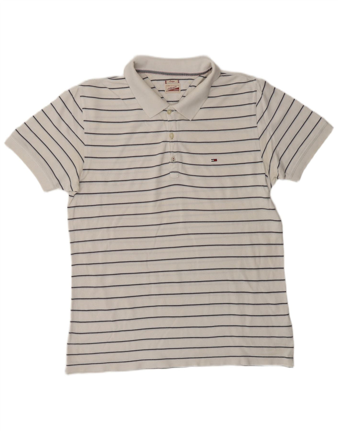 TOMMY HILFIGER Tricou polo clasic pentru bărbați din bumbac cu dungi albe