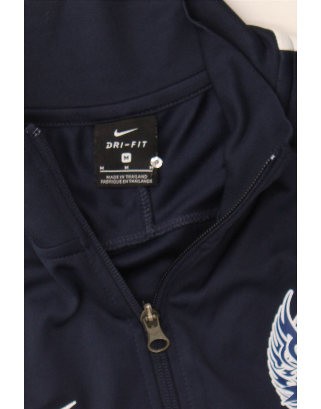 NIKE Mens Dri Fit Tracksuit Top Jacket Medium Navy Blue Colourblock Vintage Nike and Second-Hand Nike from Messina Hembry 