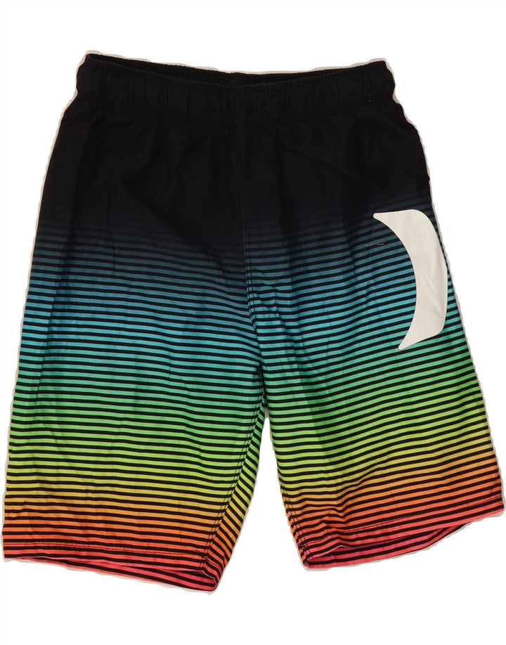 HURLEY Boys Swimming Shorts 10-11 Years Multicoloured Striped Polyester Vintage Hurley and Second-Hand Hurley from Messina Hembry 