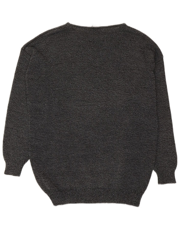 Pulover vintage pentru femei, cu grafică, cu gâtul de barcă, UK 14 Medium Gri Pete