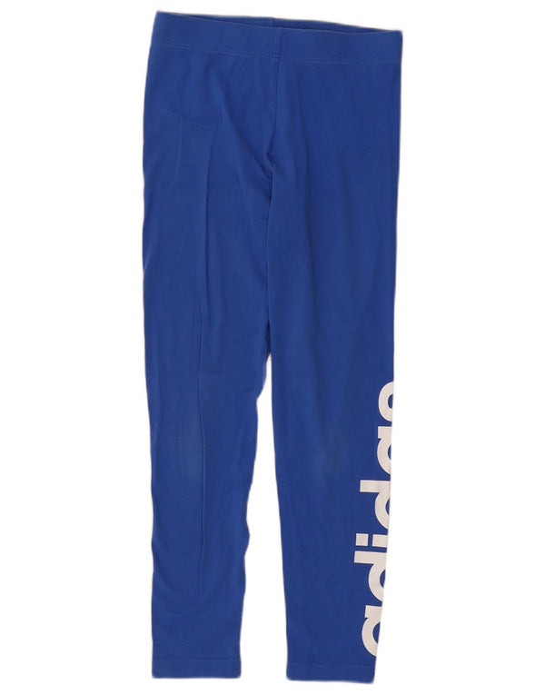 Leggings cu grafic pentru femei Adidas UK 8/10 Bumbac albastru mic