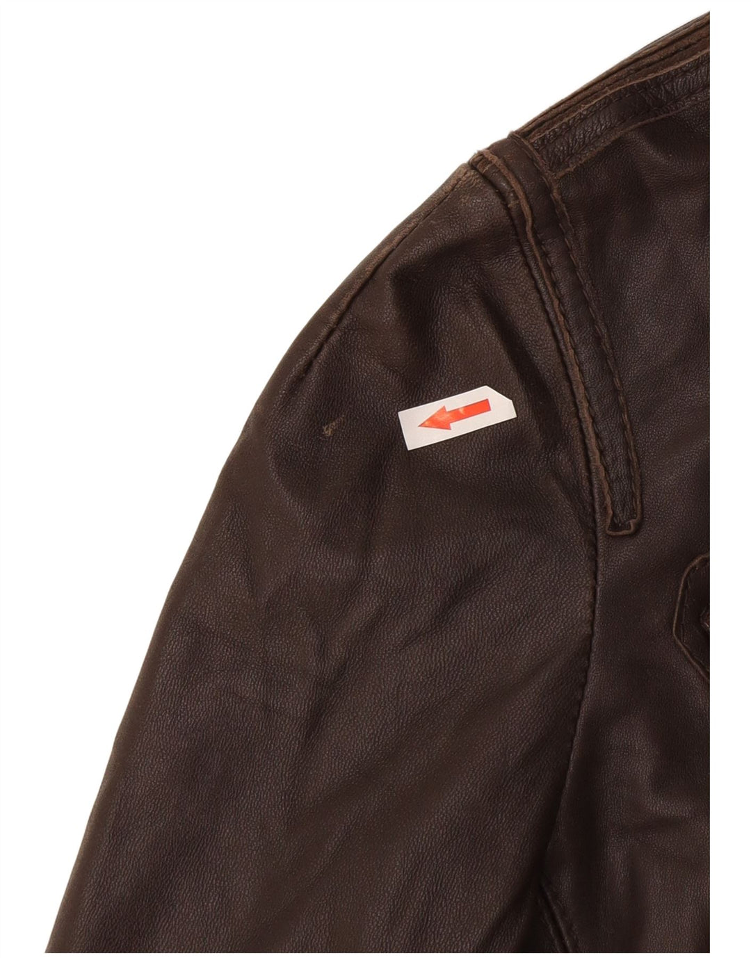 Jachetă de piele pentru femei Zara UK 10 Mic din piele maro