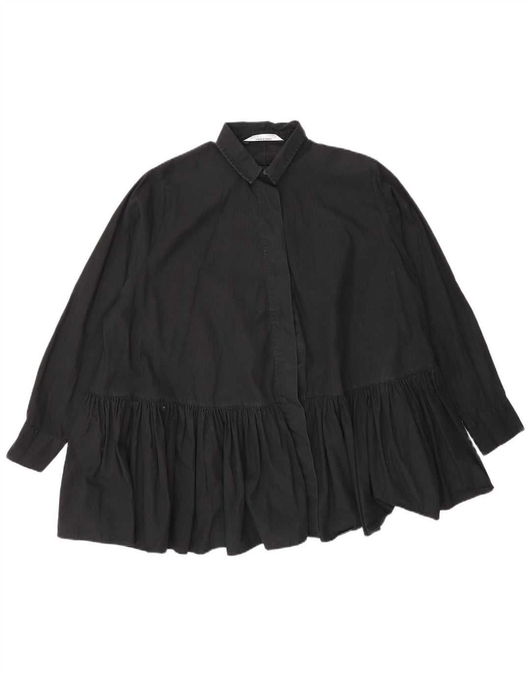 Bluză cămașă supradimensionată pentru femei Zara UK 10 Bumbac negru mic