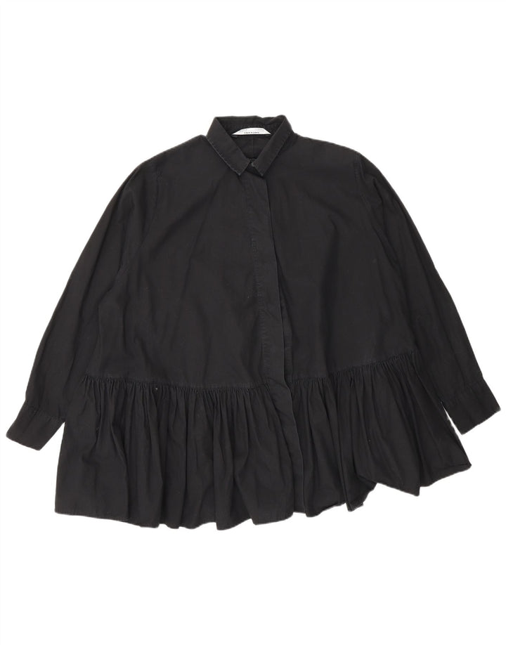 Bluză cămașă supradimensionată pentru femei Zara UK 10 Bumbac negru mic