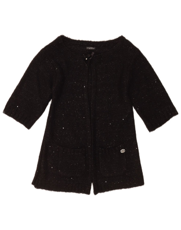 Byblos Womens 3/4 Sleeve Cardigan Sweater UK 4 XS Black Flecked