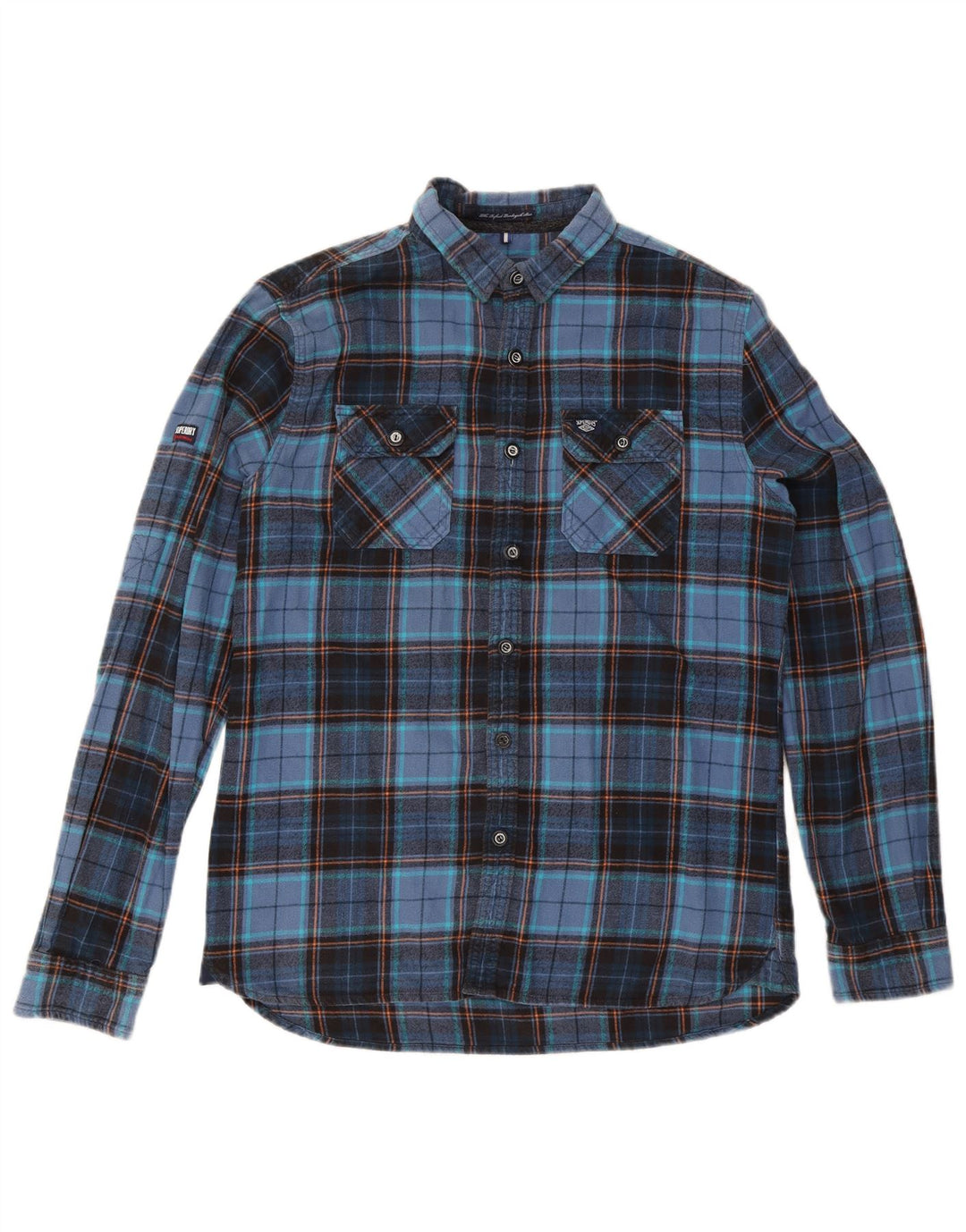 Cămașă de flanel pentru bărbați Superdry XL, bumbac cu carouri bleumarin