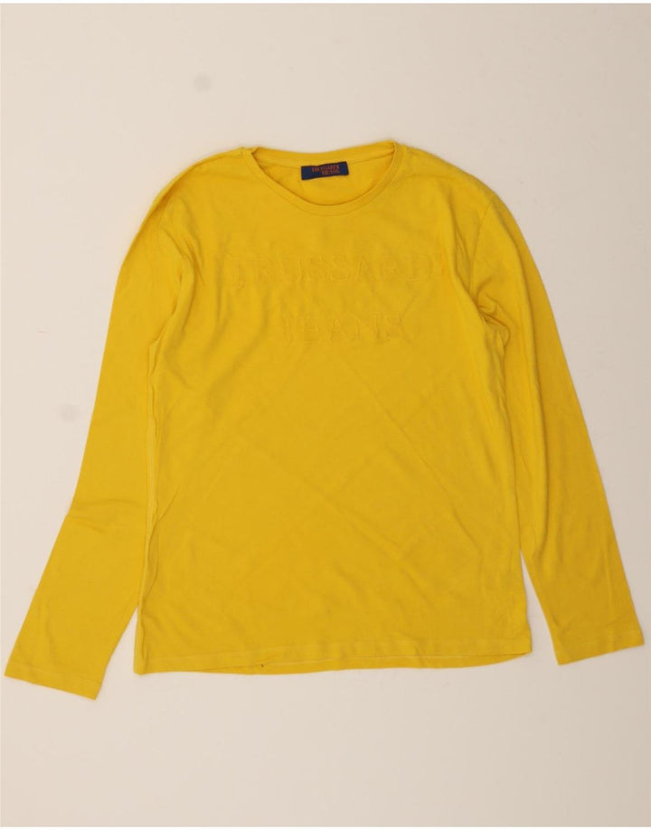 TRUSSARDI JEANS Mens Graphic Top Long Sleeve Medium Yellow Vintage Trussardi Jeans and Second-Hand Trussardi Jeans from Messina Hembry 