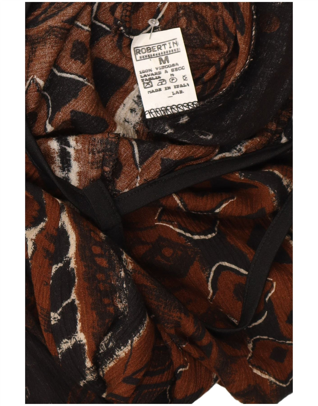 Rochie maxi fără mâneci vintage pentru femei UK 12 Medium Brown Geometric Viscose