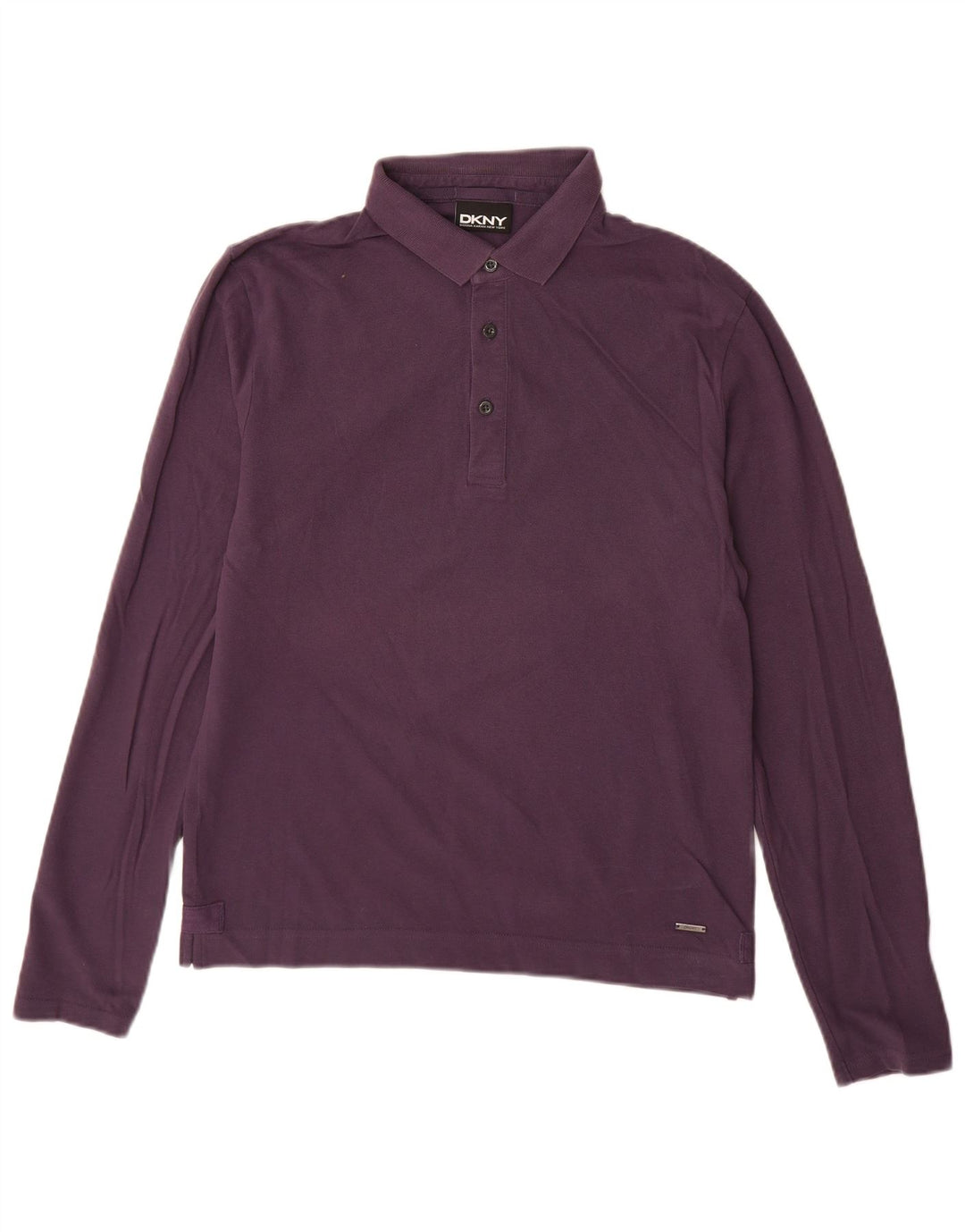 Tricou polo pentru bărbați DKNY cu mânecă lungă din bumbac violet mediu