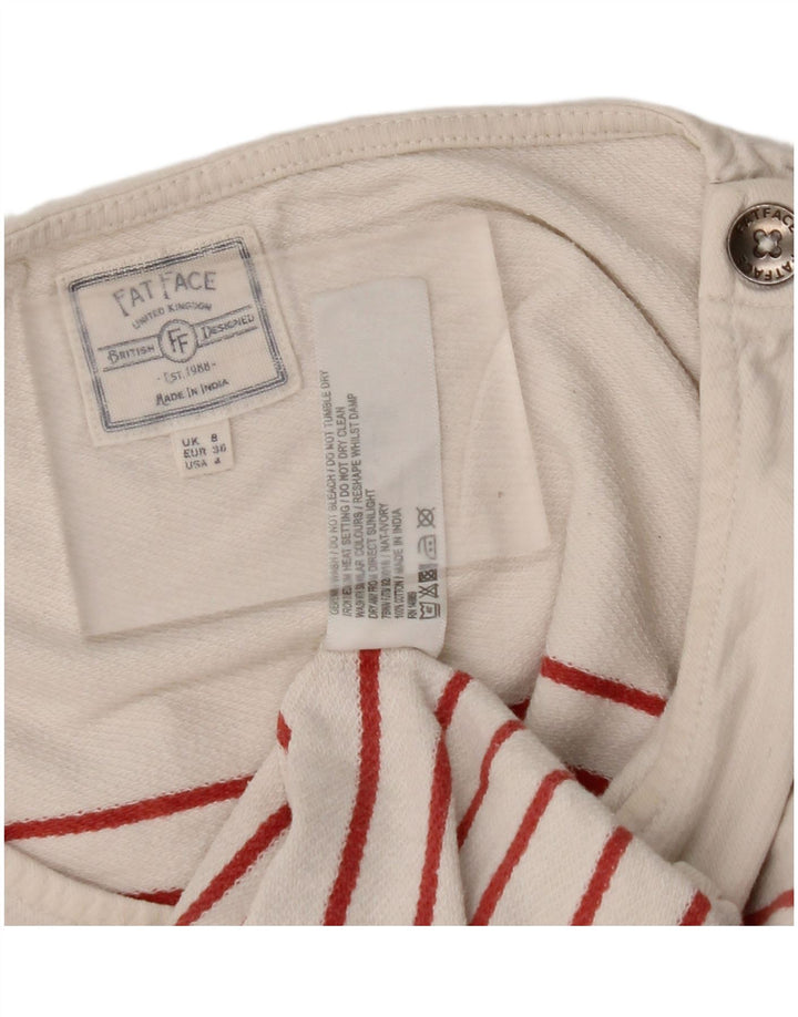 FAT FACE Top pentru femei cu mânecă lungă UK 8 mic bumbac cu dungi alb